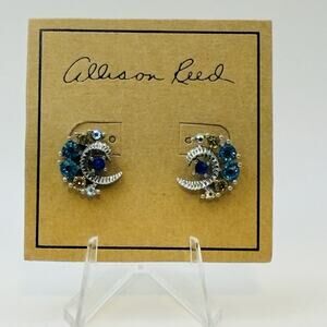 Allison Reed Blue Swirl Earrings Accent Gemstone Stud Fashion Jewelry